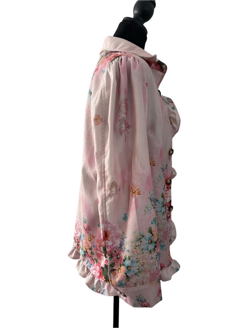 Pink Floral Ruffle-Trim Blazer Jacket - Picture 6 of 8